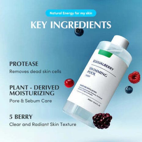 Eqqualberry Swimming Pool Daily Facial Toner 155ml Eqqualberry Swimming Pool Toner 155ml ενυδατικό τόνερ με υαλουρονικό οξύ & berry complex