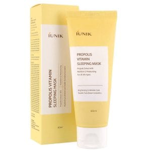iUNIK Propolis Vitamin Sleeping Mask Προϊόν Μάσκα προσώπου νύχτας με πρόπολη και βιταμίνες C & E για ενυδάτωση και λάμψη