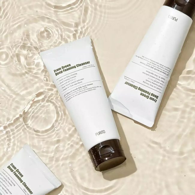 Purito From Green Deep Foaming Cleanser Προϊόν Αφρός καθαρισμού προσώπου με Centella Asiatica και πράσινο τσάι