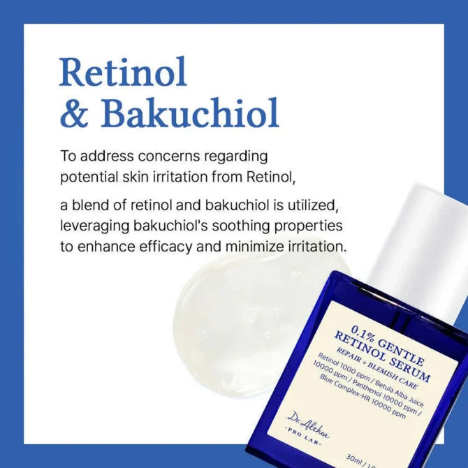 Dr. Althea 0.1% Gentle Retinol Serum με Bakuchiol & Ρετινόλη 30ml - Απαλή Φροντίδα Προσώπου