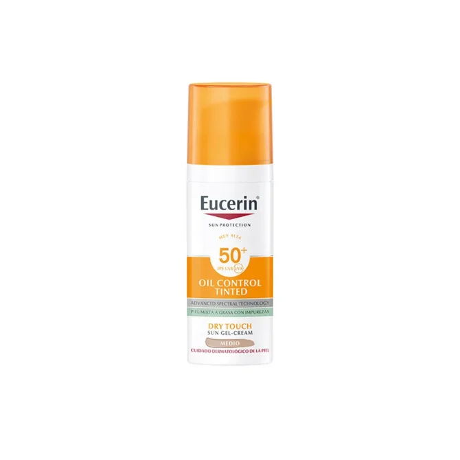 Eucerin Sun Protection Αντηλιακό Gel Προσώπου SPF50 με Χρώμα Medium 50ml – Υψηλή Προστασία και Φυσικό Αποτέλεσμα