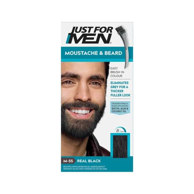Just For Men Moustache & Beard M55 Real Black Βαφή για Γένια & Μουστάκι Μαύρο 28gr