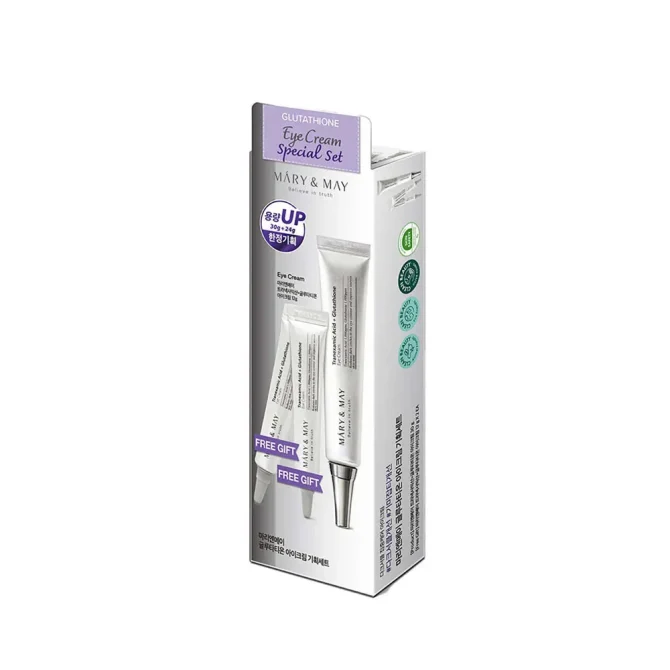 Mary&May Glutathione Eye Cream Special Set - Powerful Antioxidant Reduces Dark Circles 2 Mary & May Glutathione Eye Cream Special Set - Σετ Περιποίησης 3τμχ για Λαμπερή Επιδερμίδα Ματιών