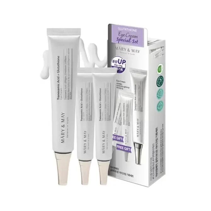 Mary&May Glutathione Eye Cream Special Set - Powerful Antioxidant Reduces Dark Circles Mary & May Glutathione Eye Cream Special Set - Σετ Περιποίησης 3τμχ για Λαμπερή Επιδερμίδα Ματιών