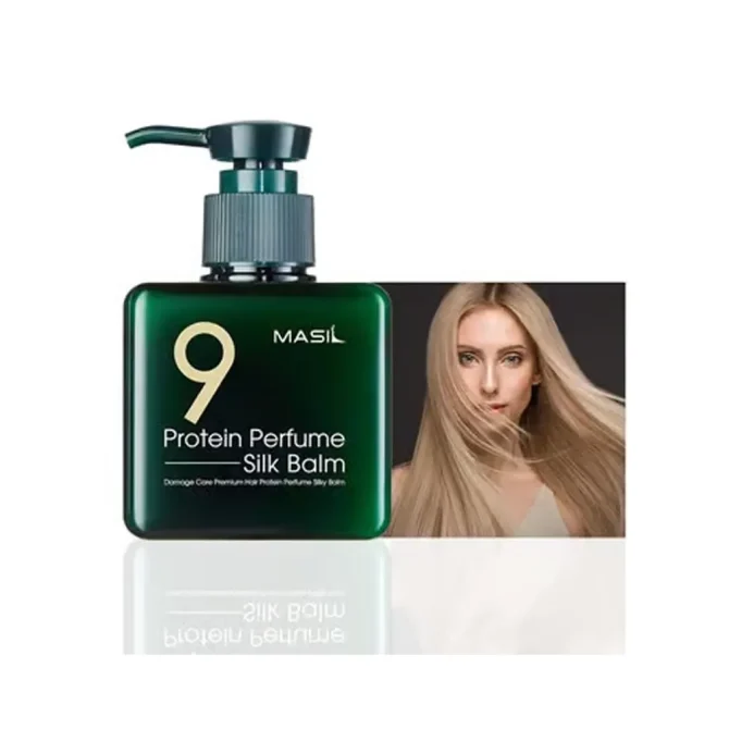 Masil 9 Conditioning Balm Hydrating Smoothing Moisture Fibroin Protein Hair Essence Silk Balm 2 Masil Leave In Conditioner Αναδόμησης και Θρέψης 180ml για Λάμψη & Ενυδάτωση