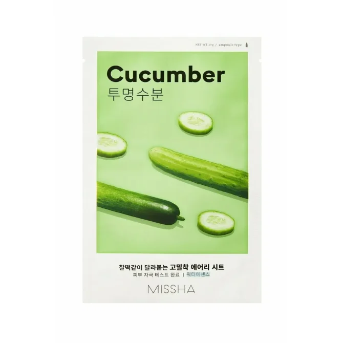 Missha Cucumber Sheet Μάσκα Προσώπου για Ενυδάτωση με Εκχύλισμα Αγγουριού 19g