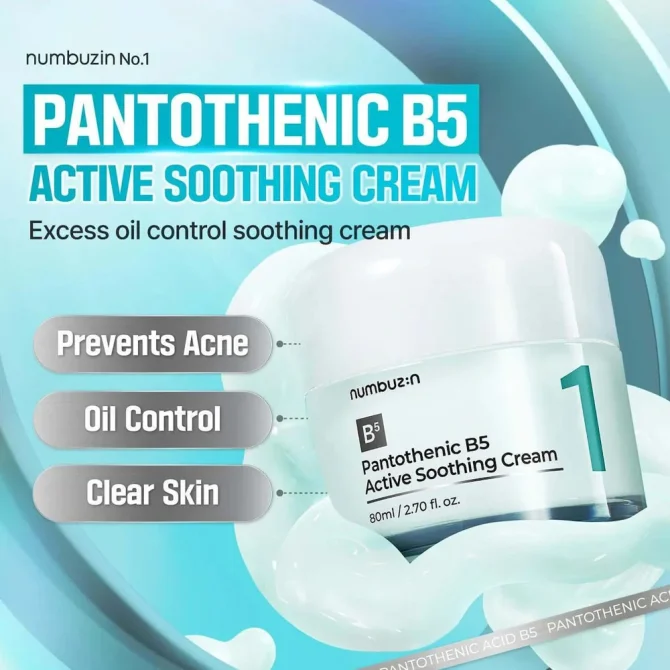 Numbuzin No.1 Pantothenic B5 Active Soothing Κρέμα Προσώπου 80ml για Ενυδάτωση & Ομοιομορφία
