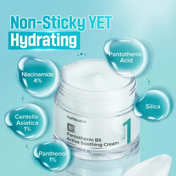 Numbuzin No.1 Pantothenic B5 Active Soothing Κρέμα Προσώπου 80ml για Ενυδάτωση & Ομοιομορφία