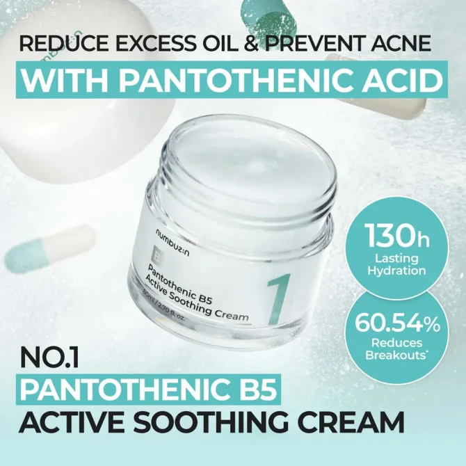 Numbuzin No.1 Pantothenic B5 Active Soothing Κρέμα Προσώπου 80ml για Ενυδάτωση & Ομοιομορφία