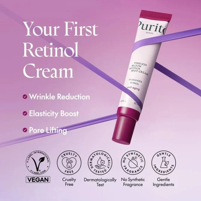 Purito Seoul Timeless Bloom Retinol Spot Cream Ενυδατική Κρέμα Προσώπου με Ρετινόλη 30ml – Φροντίδα Αναζωογόνησης