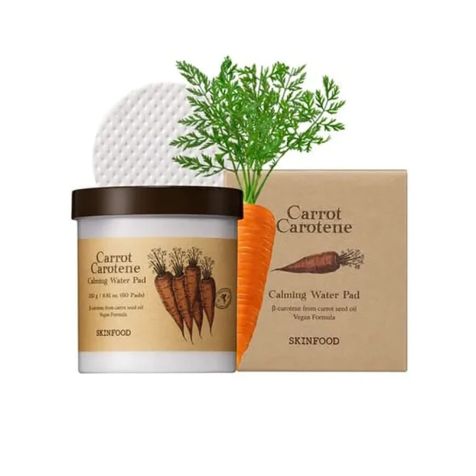 SKIN FOOD Carrot Carotene Soothing Water Pad 250g Skinfood Carrot Carotene Pads Τόνωσης Προσώπου για Όλους τους Τύπους - 60τμχ