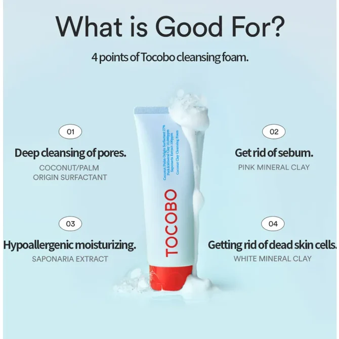 Tocobo Coconut Clay Cleansing Foam 150ml 4 Tocobo Coconut Clay Αφρός Καθαρισμού Προσώπου 150ml για Απαλή Καθαριότητα