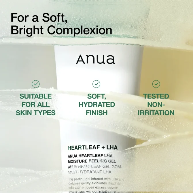 ANUA Heartleaf LHA Moisture Peeling Gel Προσώπου – Αναζωογονητική Φροντίδα για Όλους τους Τύπους Δέρματος
