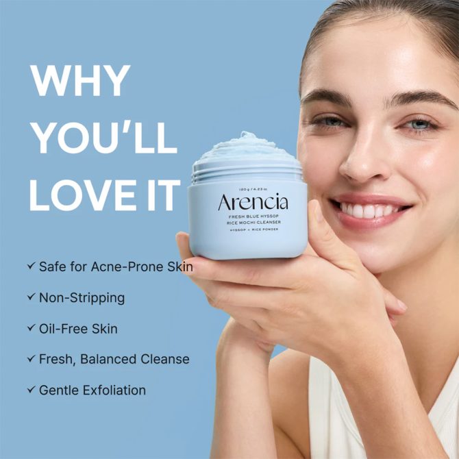 Arencia Fresh Blue Hyssop Rice Mochi Cleanser 120g – Απαλός Καθαρισμός
