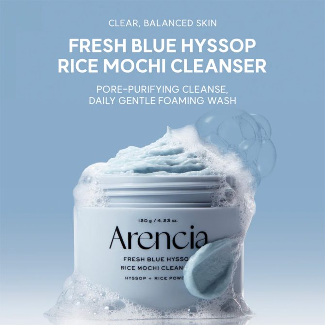 Arencia Fresh Blue Hyssop Rice Mochi Cleanser 120g – Απαλός Καθαρισμός