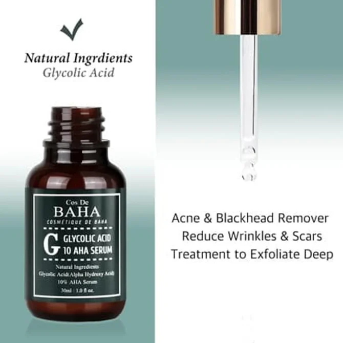 Cos De Baha AHA Glycolic Acid 10% Serum 3 Cos De Baha AHA Glycolic Acid 10% Serum Προσώπου για Λάμψη και Αναζωογόνηση 30ml
