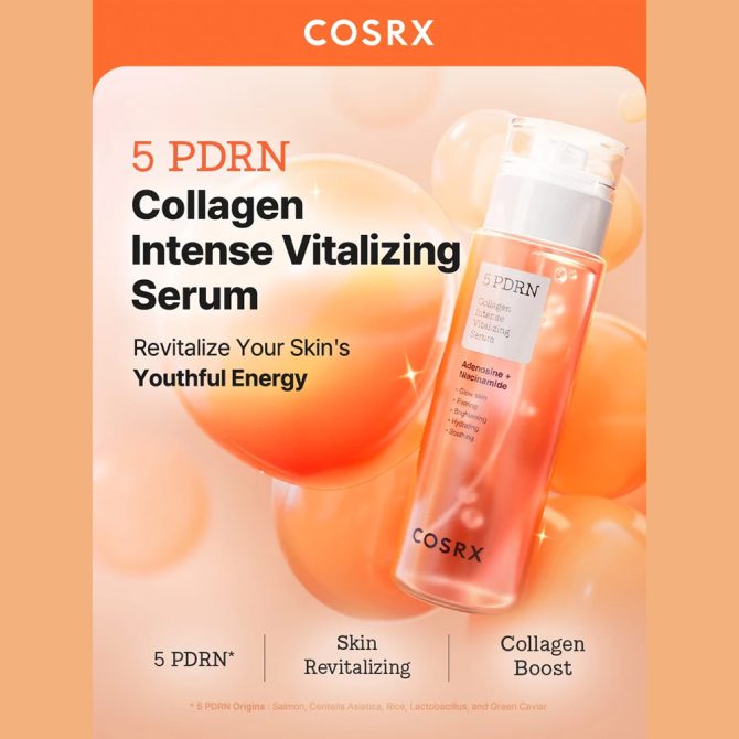 Cosrx 5 Pdrn Collagen Intense Vitalizing Serum 100ml – Αντιγηραντικός Ορός Προσώπου