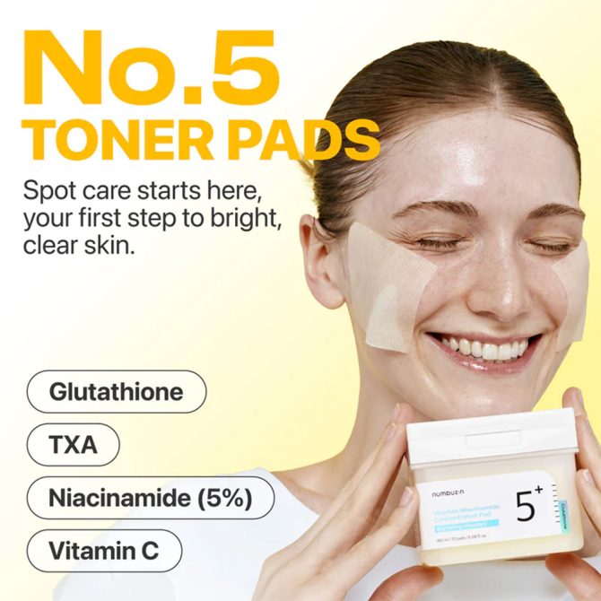 Numbuzin No.5+ Glutathione Vitamin Concentrated Pad 180ml – Pads Λεύκανσης