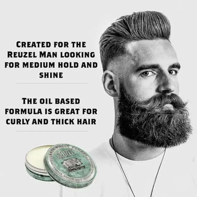 Reuzel Green Grease 113g Pomade Μαλλιών για Μεσαίο Κράτημα & Λάμψη