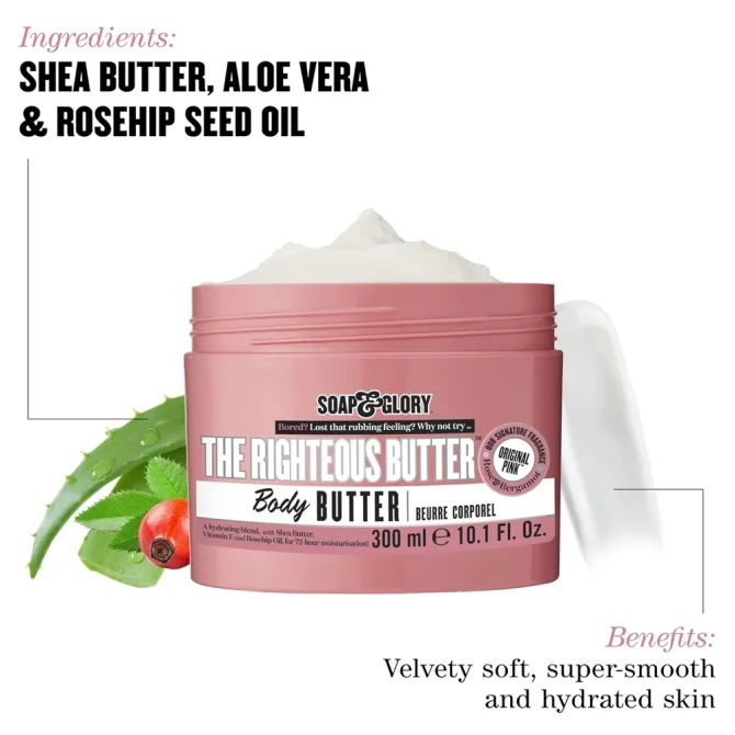 Soap & Glory The Righteous Butter 300ml 4 Soap & Glory The Righteous Butter Σώματος για Όλες τις Επιδερμίδες 300ml