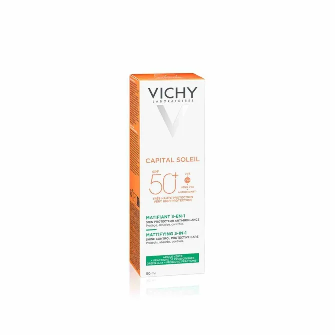Vichy Mattifying 3 in 1 Daily Shine Control Care SPF50 - Ματ Αδιάβροχη Αντηλιακή Κρέμα Προσώπου 50ml